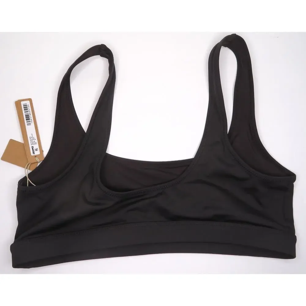 Nwt SKIMS Onyx Black Recycled Swim Tank Bikini Top Size M